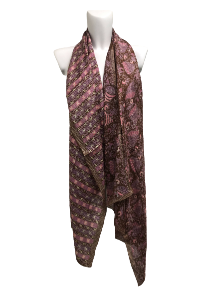 BinHouse Batik Design Silk Narrow Stole 2 Tone (Pink) - 33Dreamweaver