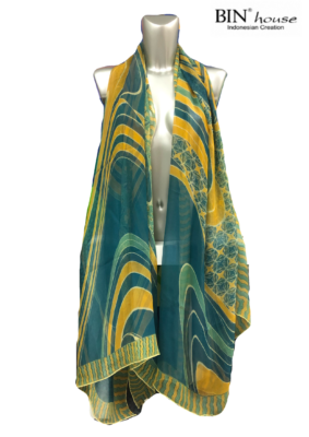 BinHouse Batik Designs Chiffon Silk stole (Light Green) - 33Dreamweaver
