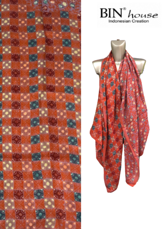 【新品未使用】rajabrooke BATIK STOLE M BROWN BinHouse-Batik-Design-Silk-